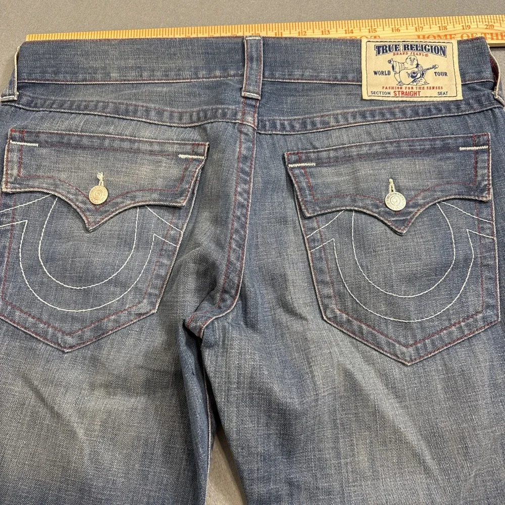 JEANS STRAIGHT True‎ Religion MENS 38X32  W/Flap CXLM DRAGONFISH
